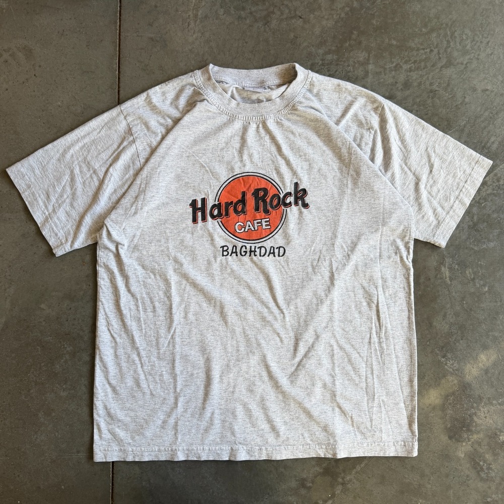 Vintage Hard Rock Cafe Baghdad War Parody Graphic Shirt Mens Large (22x27)